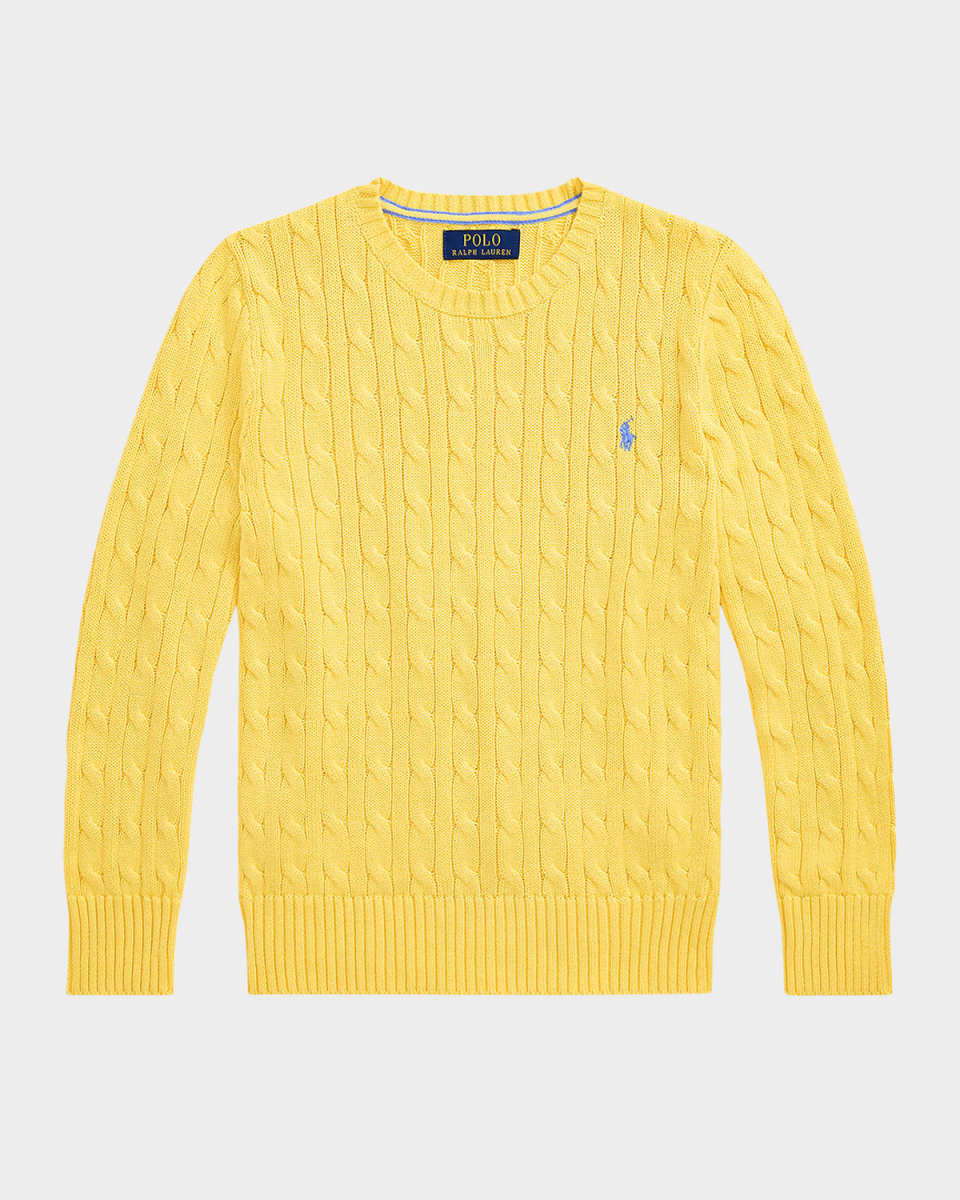 Boy's Cable Knit Embroidered Sweater, Size S-L